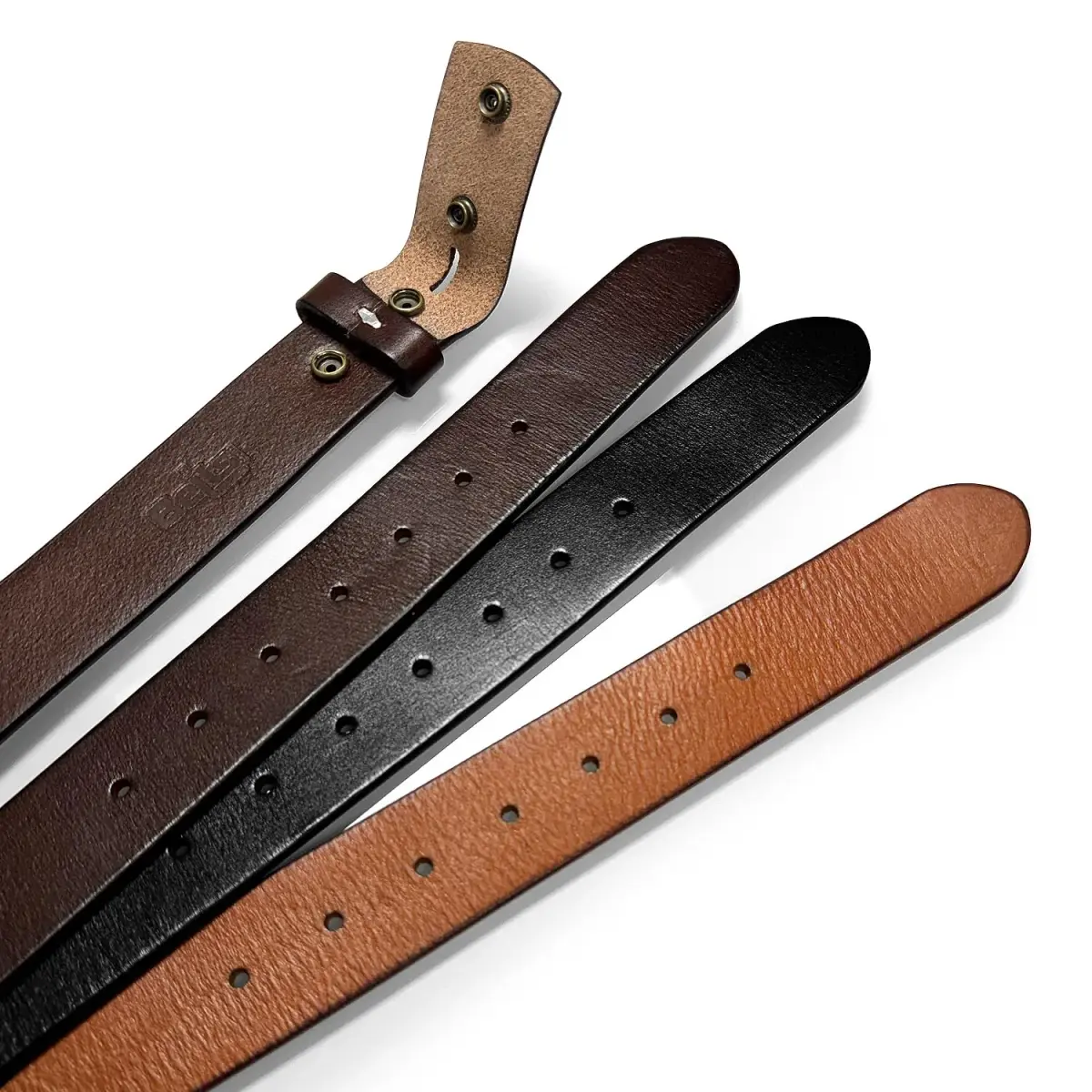 Belts.com Full Grain Leather Belt Strap 38mm (1.5") Black | Genuine Leather, Snap Buckle System - view 3