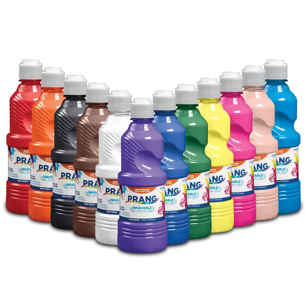 Prang Washable Tempera Paint, Assorted Colors, 16 Oz., 12 Count | Bright, Washable, Kid-Safe - main product image