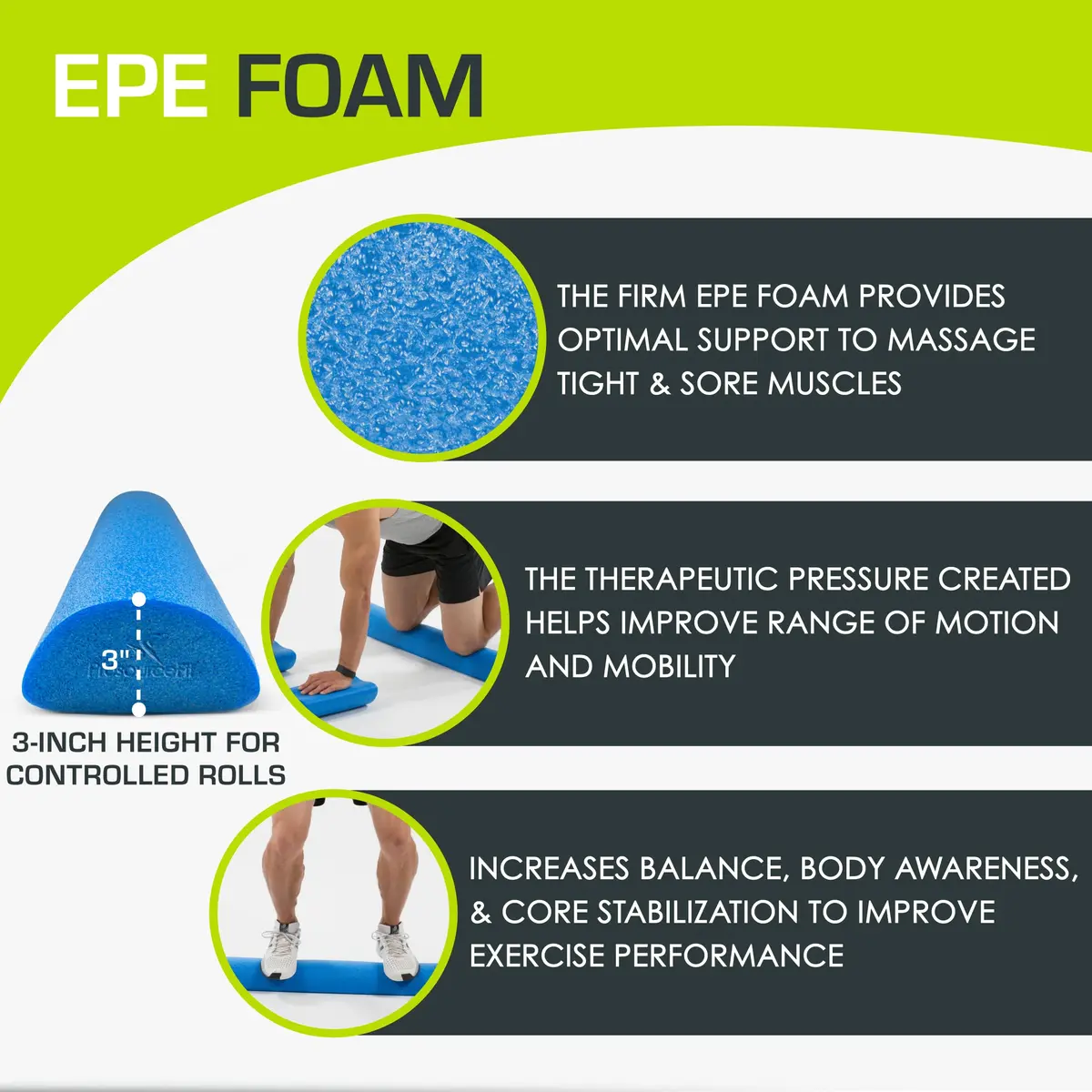 ProsourceFit Blue High Density Foam Roller 91cm x 15cm (36" x 6") | Extra Firm Muscle Recovery & Core Training - view 3