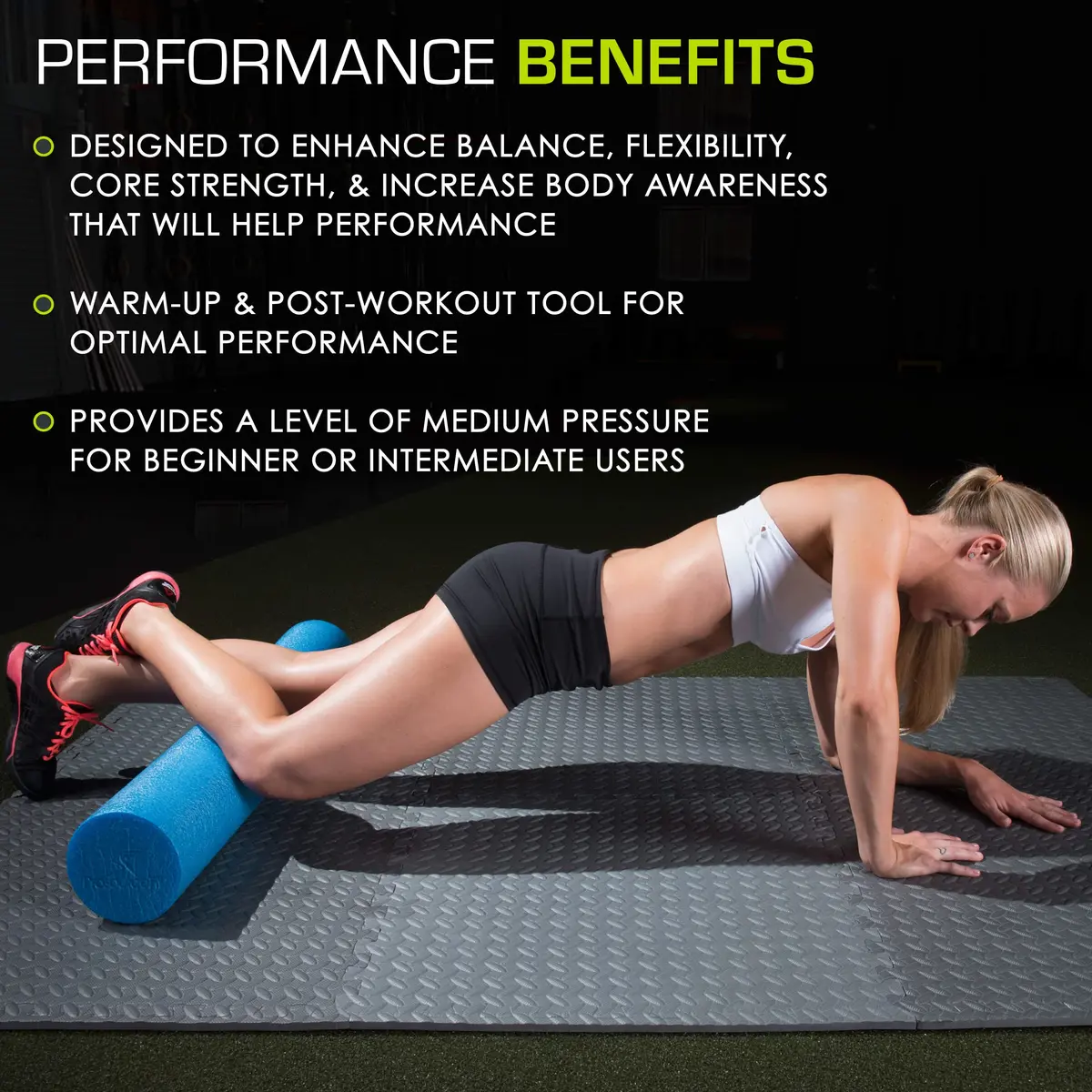 ProsourceFit Blue High Density Foam Roller 91cm x 15cm (36" x 6") | Extra Firm Muscle Recovery & Core Training - view 4
