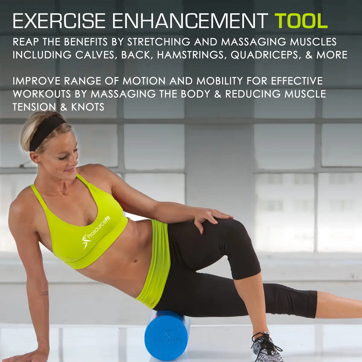 ProsourceFit Flex Foam Roller for Muscle Massage & Balance Exercises, 30.48cm x 15.24cm (12"x6") Blue | Firm EPE Foam for Core Strength & Recovery - view 5