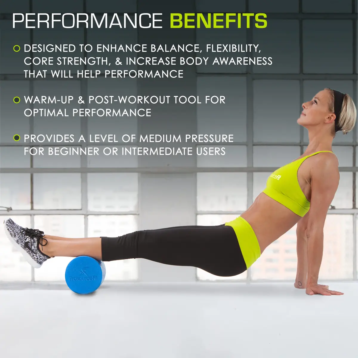 ProsourceFit Flex Foam Roller for Muscle Massage & Balance Exercises, 30.48cm x 15.24cm (12"x6") Blue | Firm EPE Foam for Core Strength & Recovery - view 4