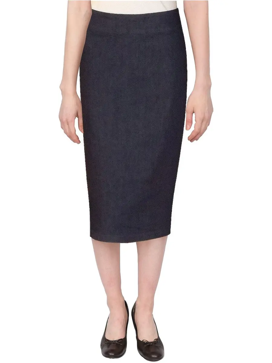 BABY O Women's Below The Knee Stretch Denim Pencil Skirt 2 Blue | Comfortable, Versatile Fit - main product image