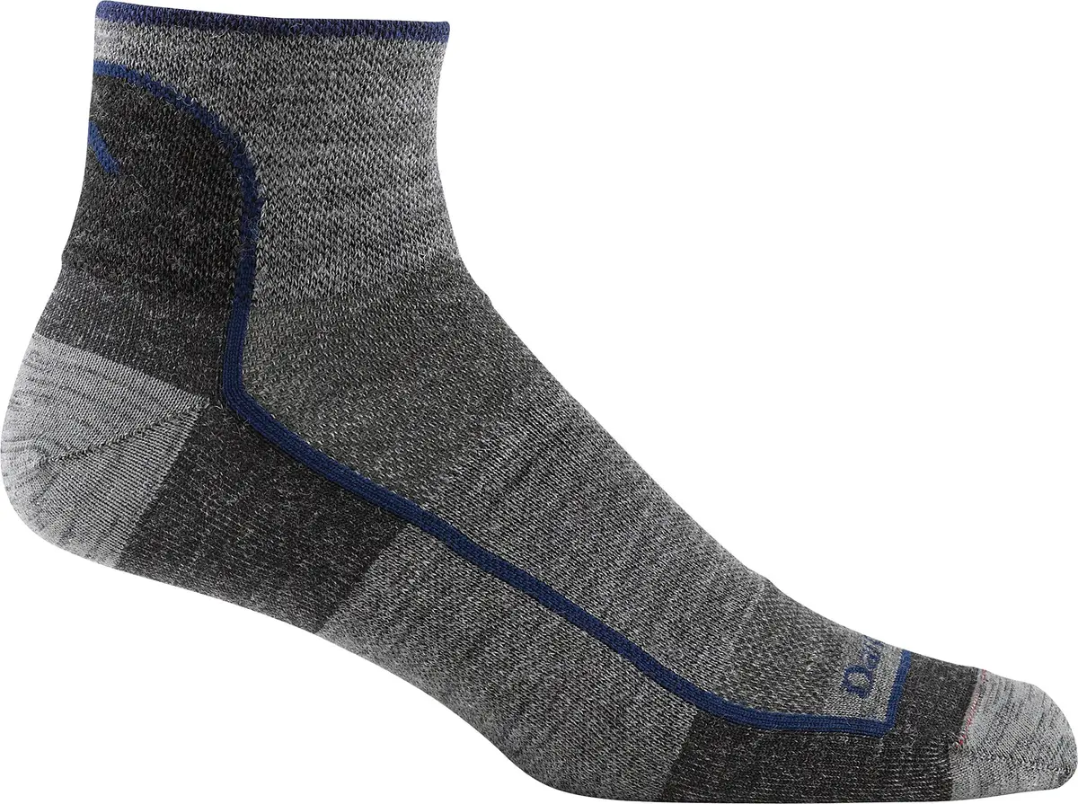 Darn Tough Vermont Men's Quarter Lightweight Running Sock 1715 - Grey/Charcoal, Large | Unconditional Lifetime Guarantee - main product image