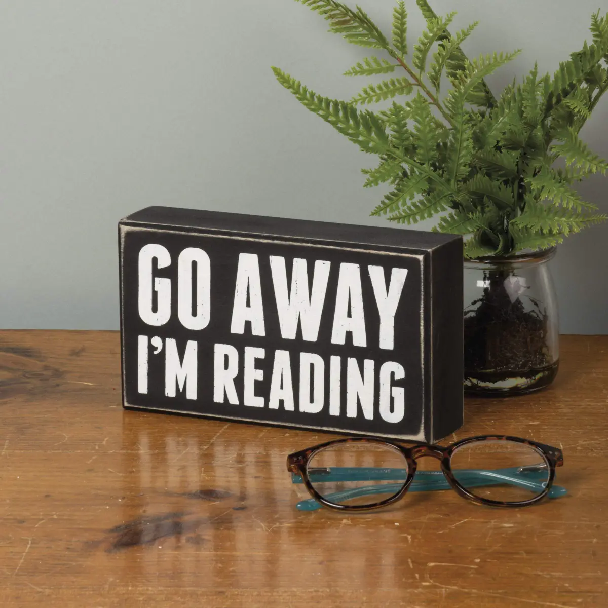 Primitives by Kathy I'm Reading Box Sign 7" x 4" | Rustic Wood Wall Decor - view 2