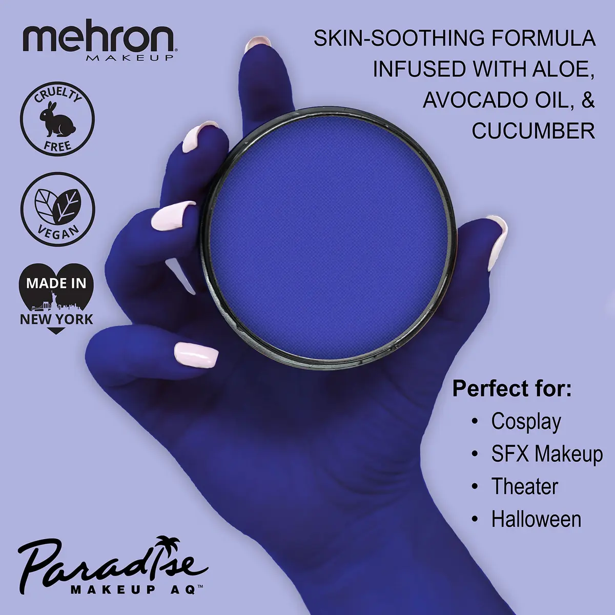 Mehron Makeup Paradise AQ - DARK BLUE | Water-Activated Face & Body Paint, 1.16 oz, Vibrant & Long-Lasting - view 2