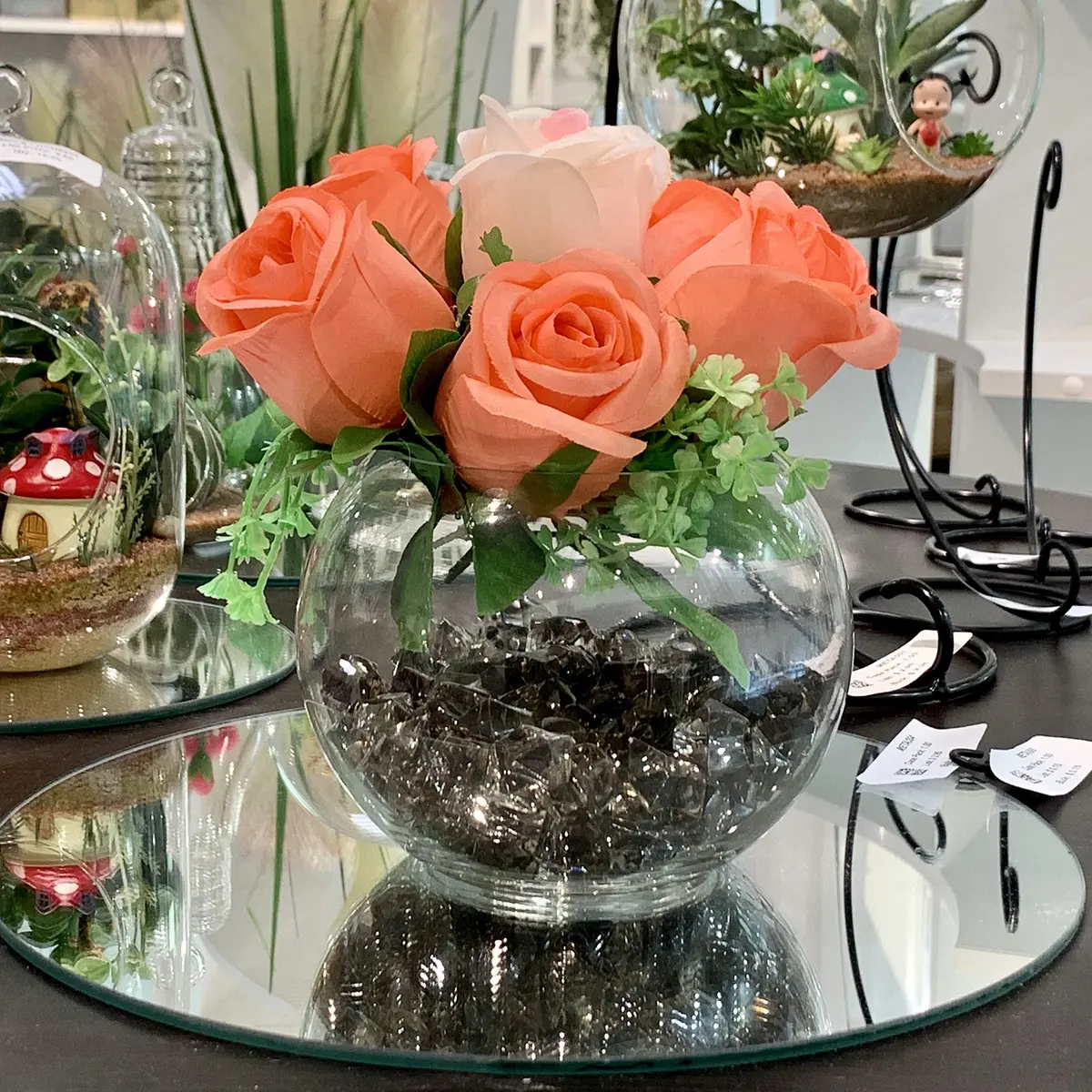 WGVI WGV Bowl Glass Vase Diameter 6" | Clear Bubble Planter for Home Decor - view 5