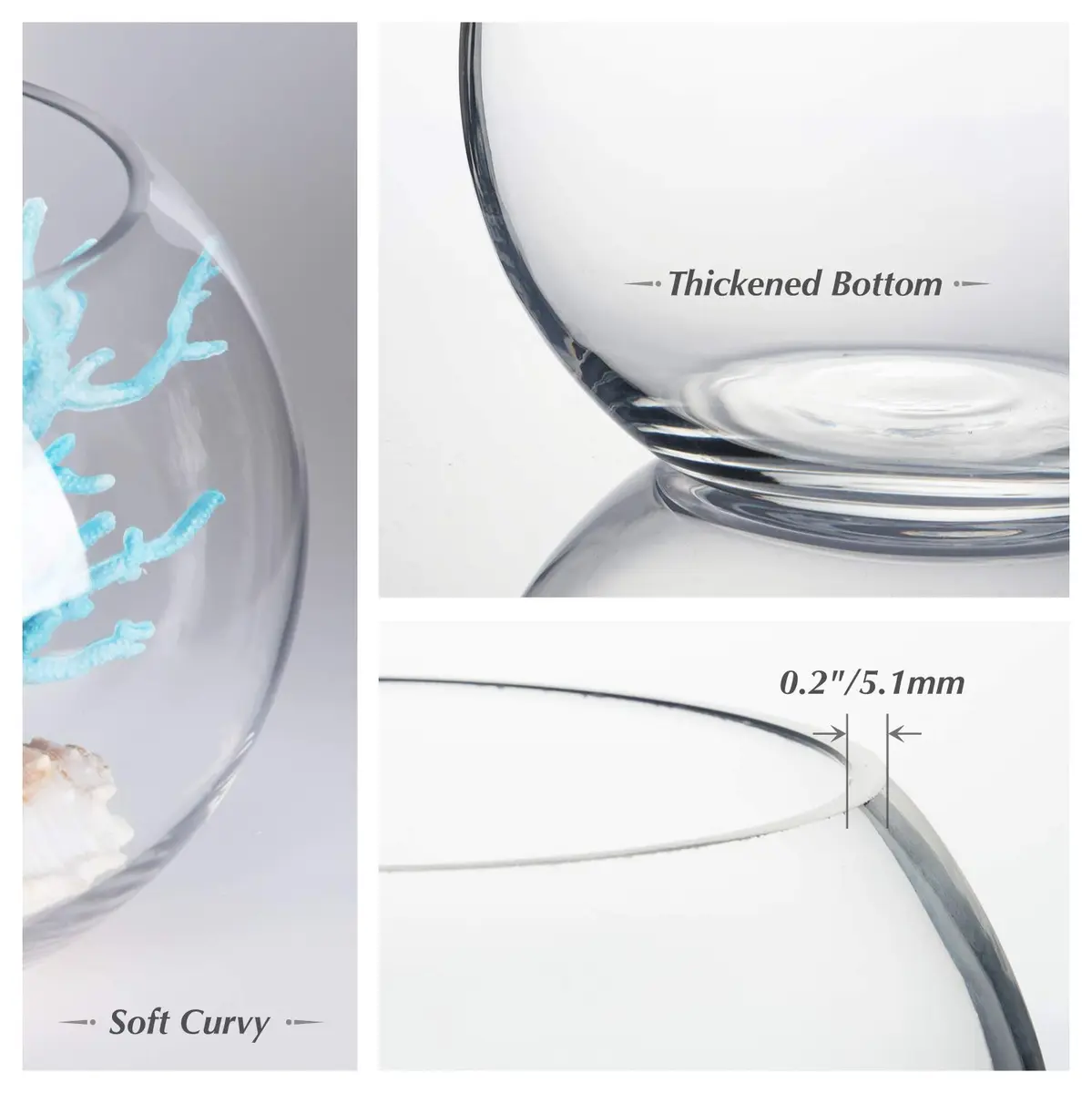 WGVI WGV Bowl Glass Vase Diameter 6" | Clear Bubble Planter for Home Decor - view 3