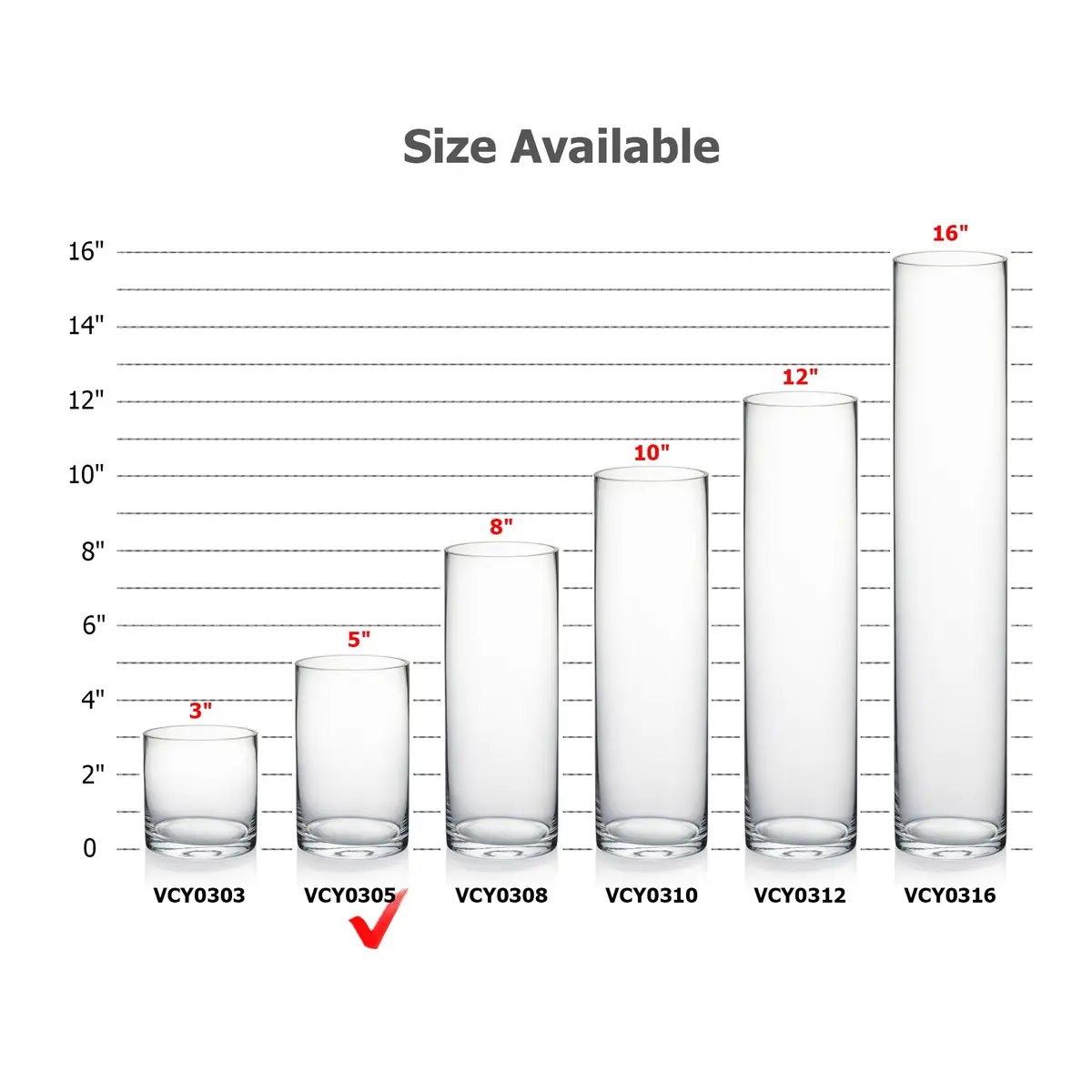 WGVI Thick Clear Cylinder Glass Vase 3" W x 5" H | Elegant Floral Container & Wedding Centerpiece - view 3