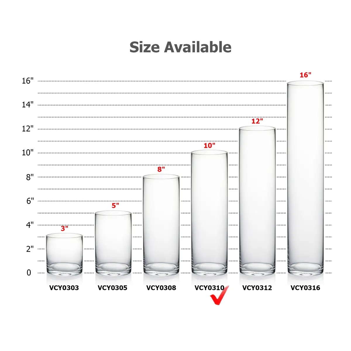 WGVI Thick Weighted Clear Cylinder Glass Vase 3" W x 10" H | Handcrafted, Durable, Elegant - view 3