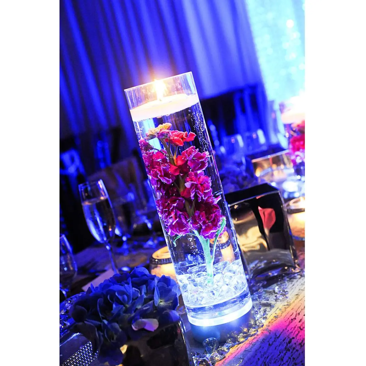 WGVI Thick Weighted Clear Cylinder Glass Vase 3" W x 12" H | Elegant Floral Display - view 5