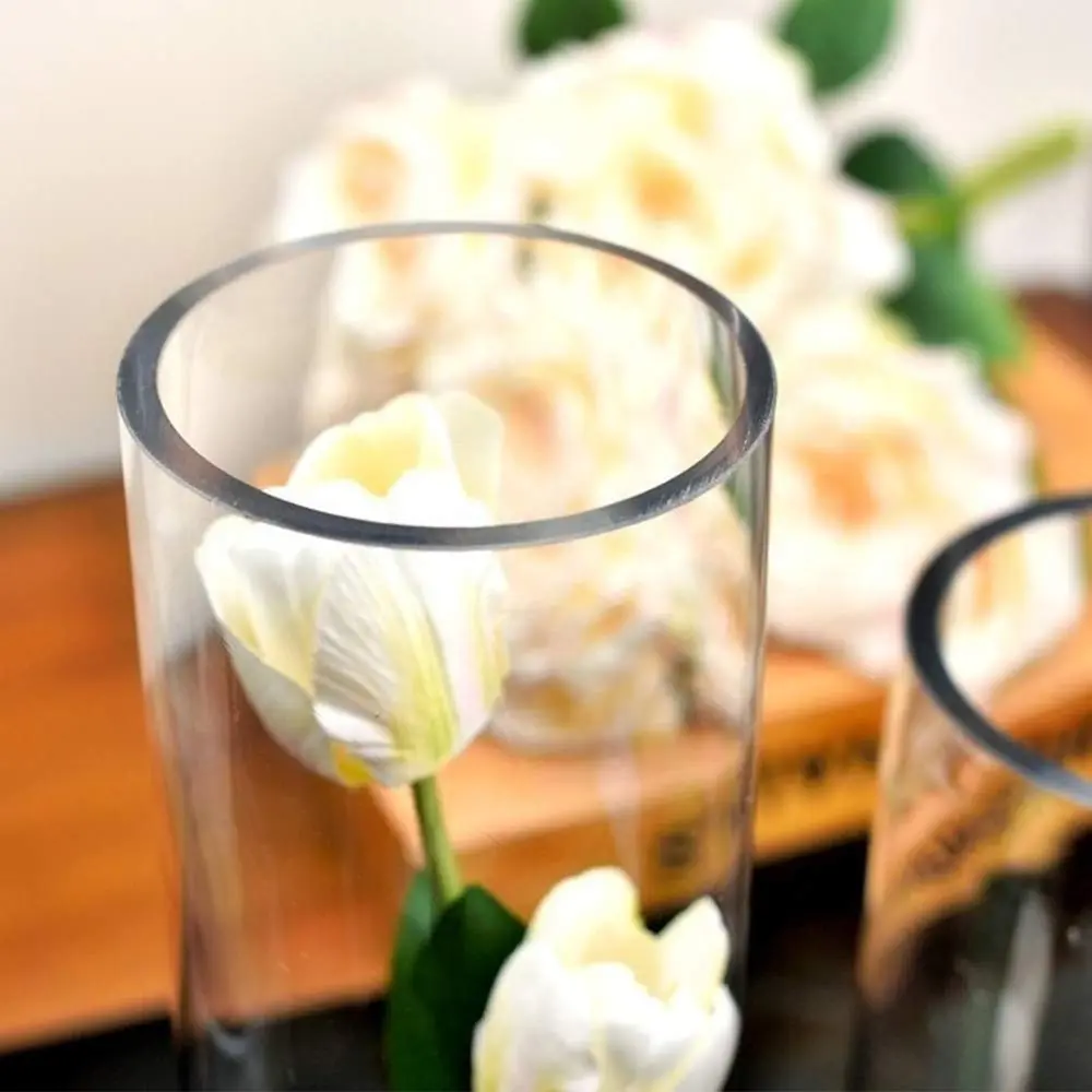 WGVI Thick Weighted Clear Cylinder Glass Vase 3" W x 12" H | Elegant Floral Display - view 4