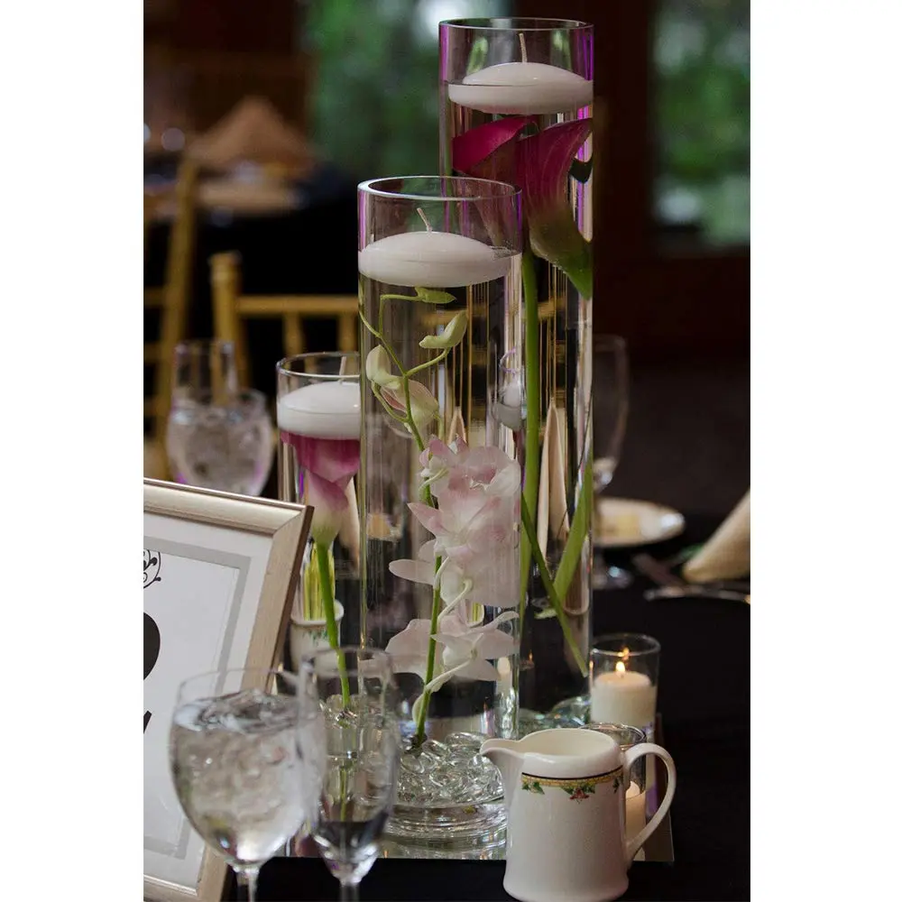 WGVI Thick Weighted Clear Cylinder Glass Vase 3" W x 16" H | Elegant Floral Display (110 characters) - view 7