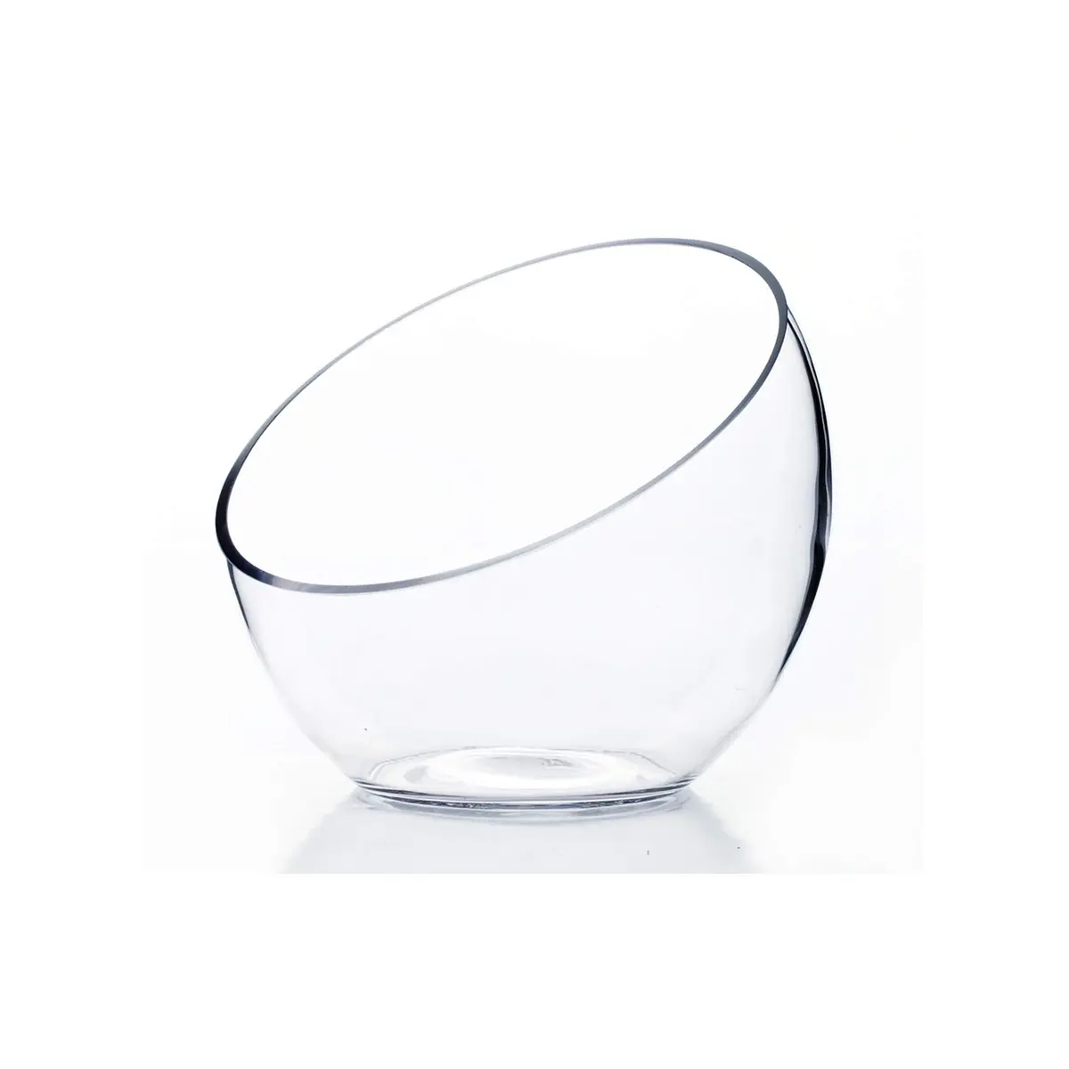 WGVI Clear Slant Cut Bowl Glass Vase, Glass Terrarium, Candy Dish, 7" Width, 6" Height | Handcrafted Minimalist Decor - main product image
