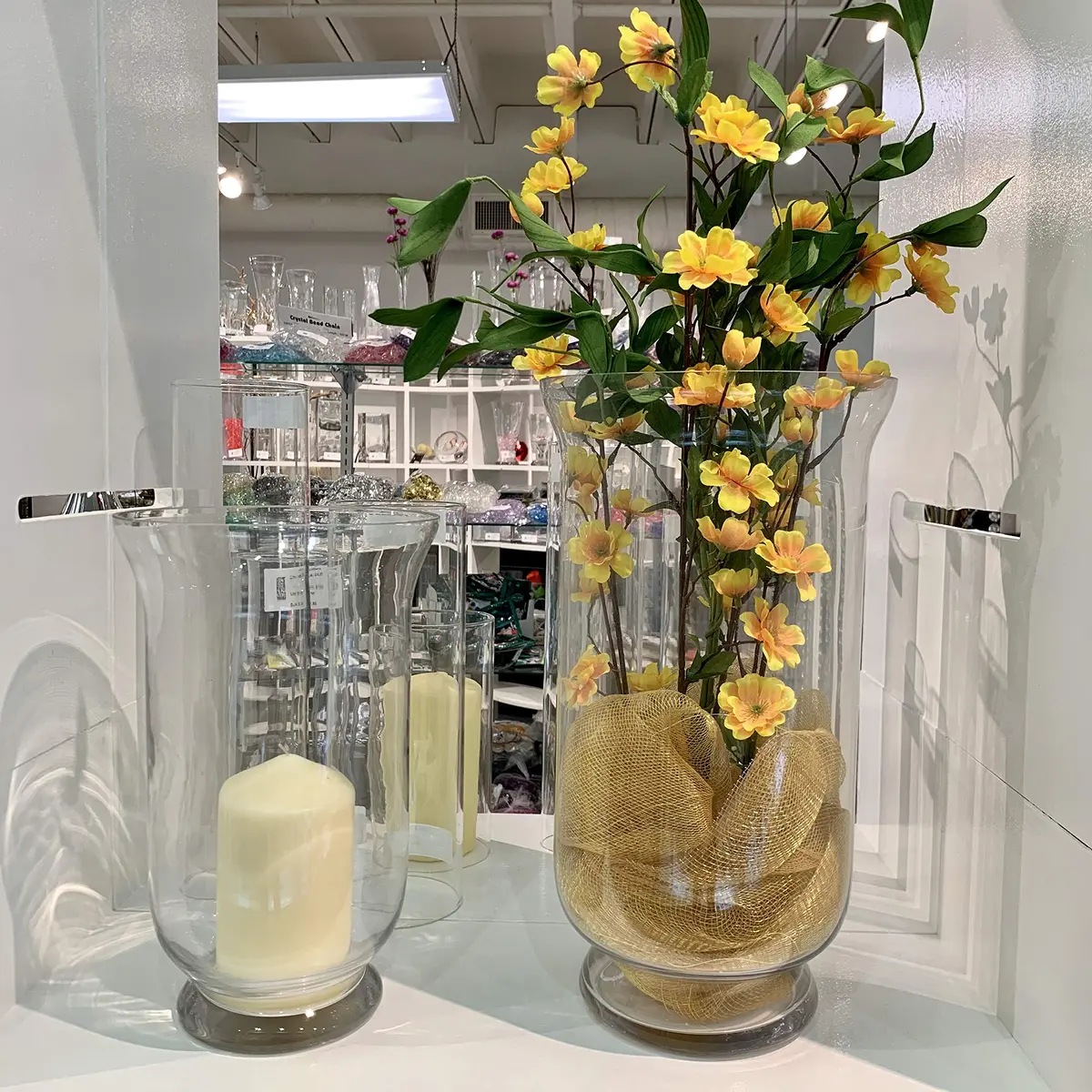 WGVI Unique Bouquet Vase, 8" W, 15" H, Clear Tall Hurricane Glass Candle Holder, Floral Planter Terrarium, Home Wedding Event Decor, 1 Piece (VHV0815) | Elegant Handblown Glass - view 5