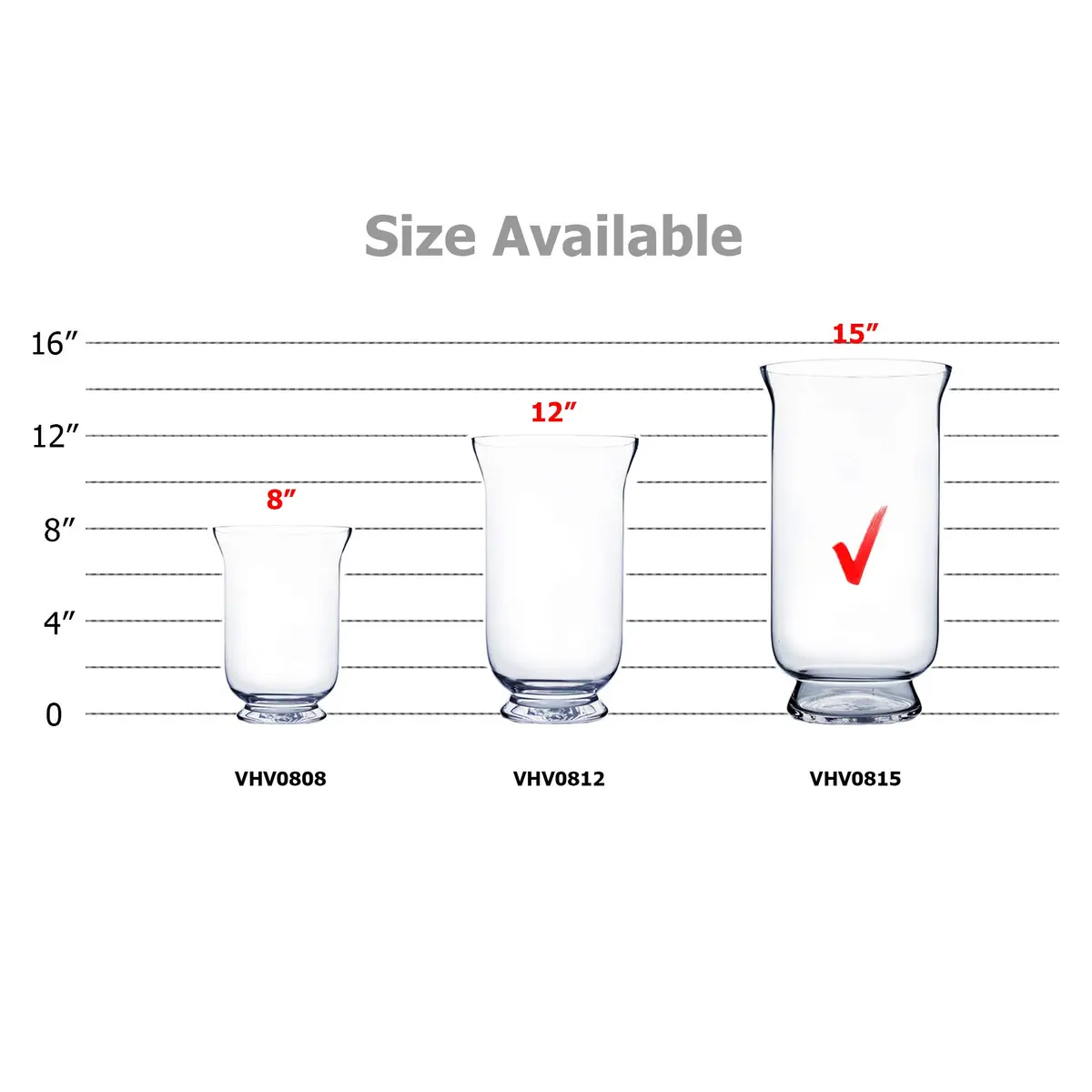 WGVI Unique Bouquet Vase, 8" W, 15" H, Clear Tall Hurricane Glass Candle Holder, Floral Planter Terrarium, Home Wedding Event Decor, 1 Piece (VHV0815) | Elegant Handblown Glass - view 3