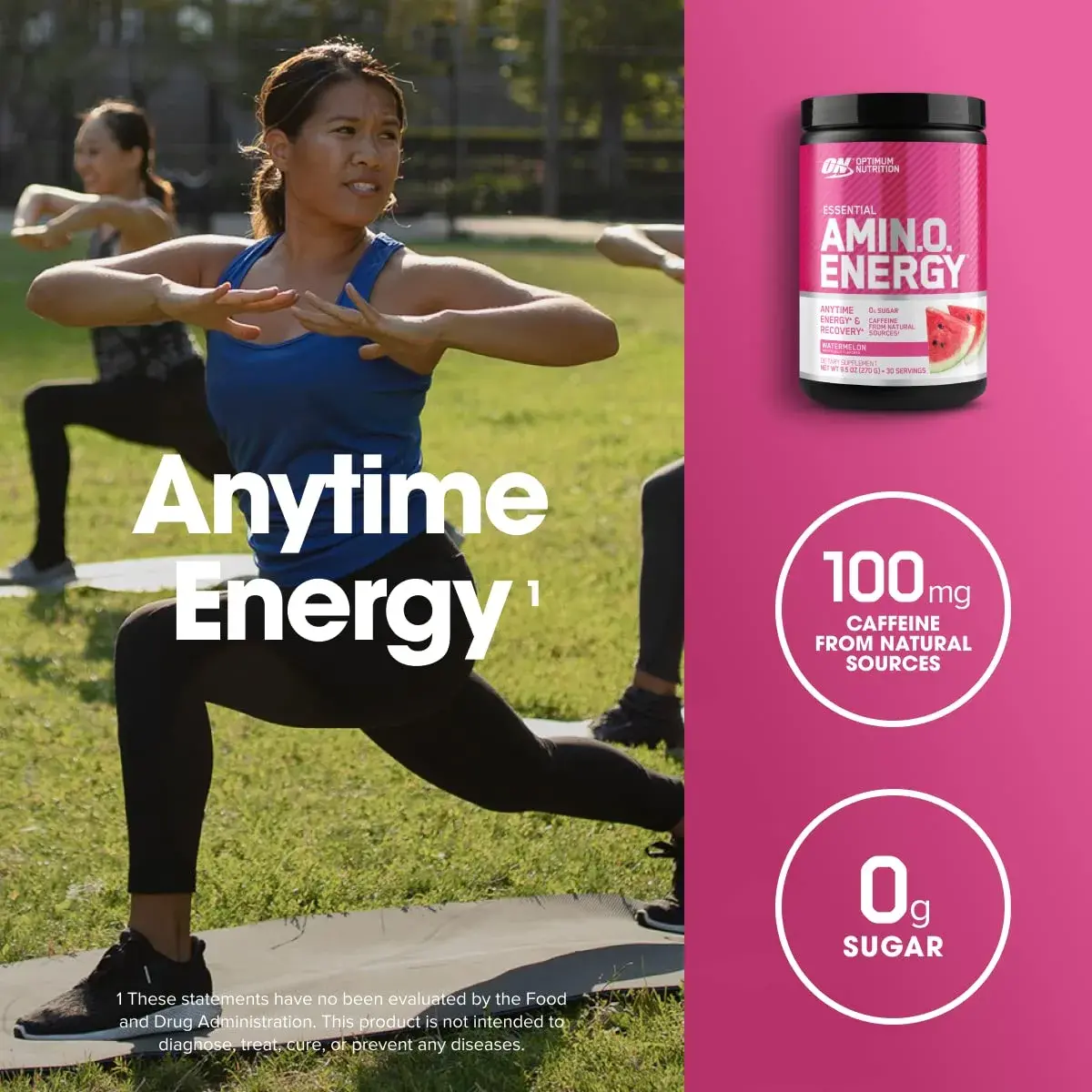 Optimum Nutrition Essential AmiN.O. Energy Powder, Watermelon Flavor - 9.5 oz | Supports Recovery & Energy - view 4