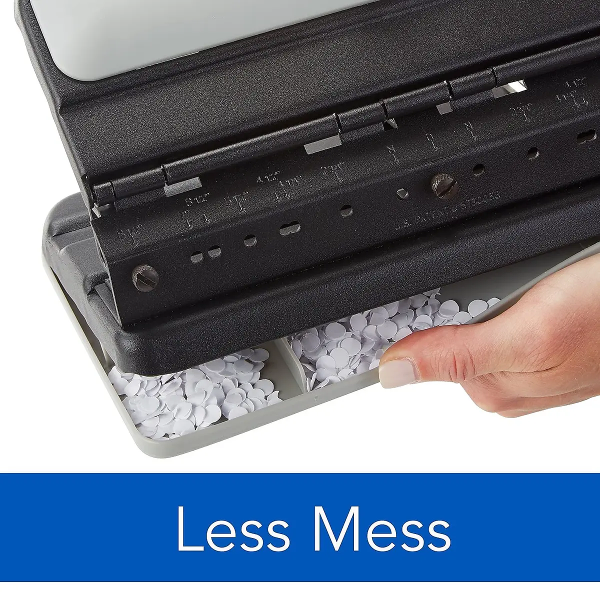 Swingline Heavy-Duty 3-Hole Punch, Adjustable, 9/32-Inch Holes, 32 Sheets Cap, Black | Durable Metal Construction with Patented Centamatic Centering - view 5
