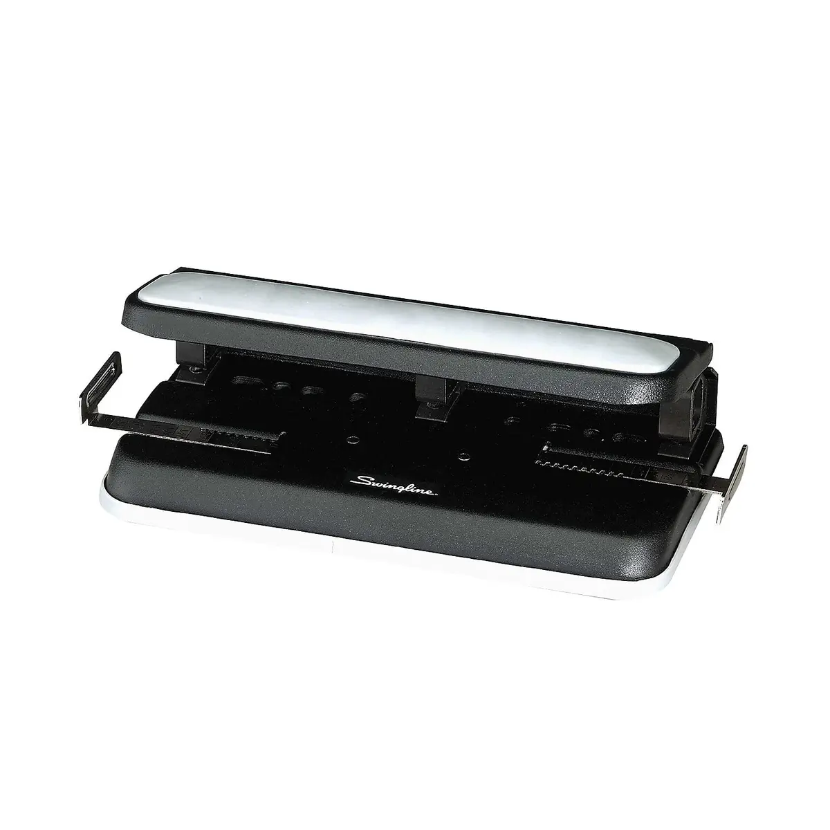 Swingline Heavy-Duty 3-Hole Punch, Adjustable, 9/32-Inch Holes, 32 Sheets Cap, Black | Durable Metal Construction with Patented Centamatic Centering - view 8