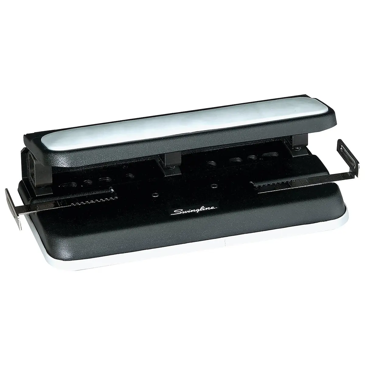 Swingline Heavy-Duty 3-Hole Punch, Adjustable, 9/32-Inch Holes, 32 Sheets Cap, Black | Durable Metal Construction with Patented Centamatic Centering - view 2