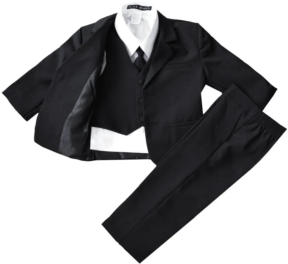 Black n Bianco Boys Suit with Tie for Toddlers and Infants (12-18 Months, Black) | Formal Toddler Suit - view 6