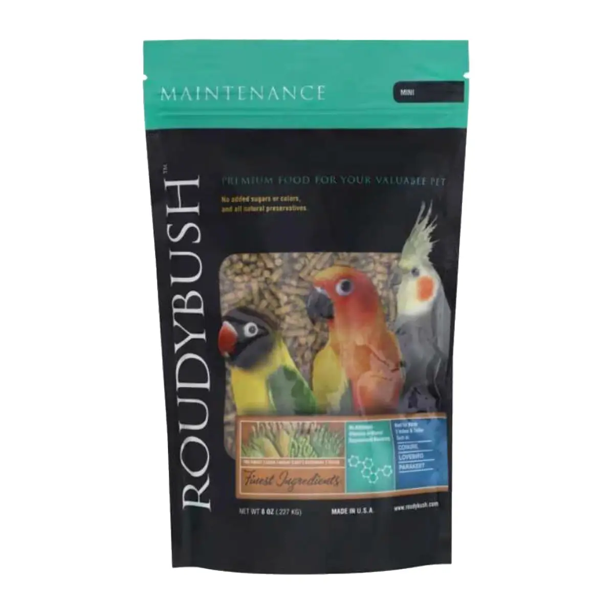 RoudyBush Daily Maintenance Bird Food Mini Pellets 227g (8 oz) | Formulated by Avian Nutritionist - main product image