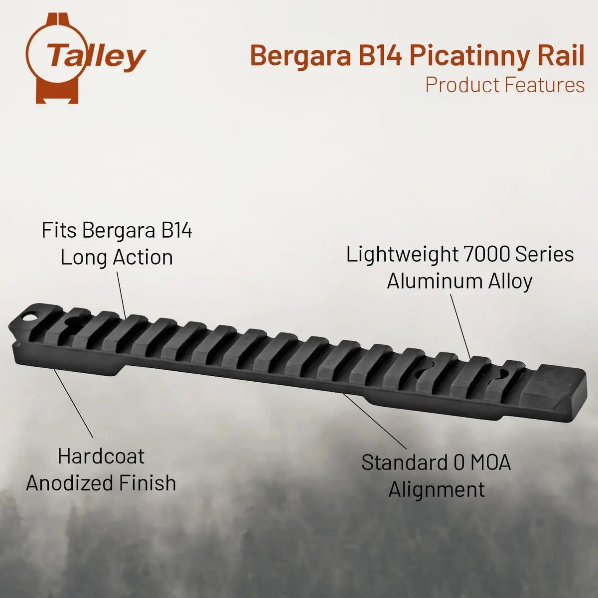 Talley PL0252700 Bergara B14 Long Action Height | Precision Picatinny Rail for Long-Range Shooting - view 6