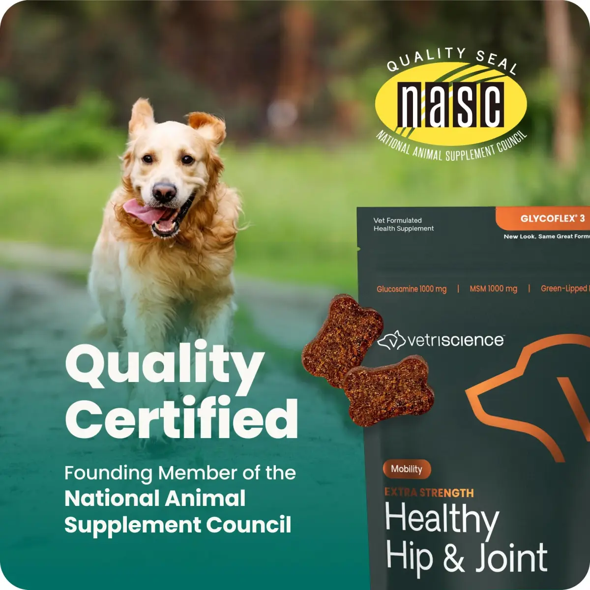 VetriScience Extra Strength Healthy Hip & Joint Chews for Dogs, 360 Chews (1080g / 2.4lb) | Vet-Formulated Mobility Support - view 7