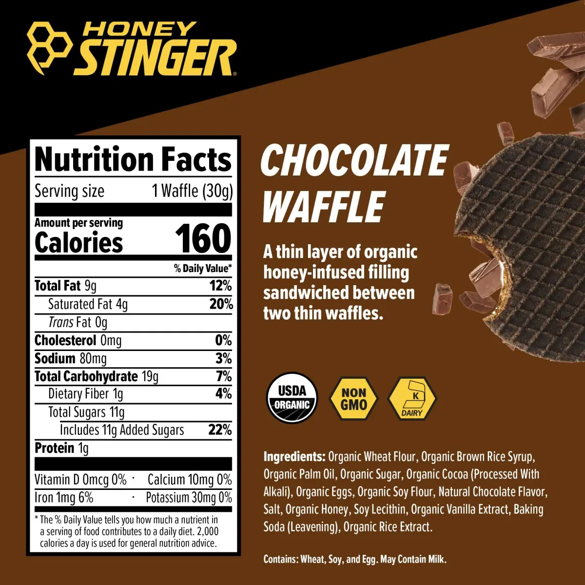 Honey Stinger Organic Chocolate Waffle Energy Stroopwafel 16 Count (454g/16oz) | USDA Organic Fuel for Exercise - view 3