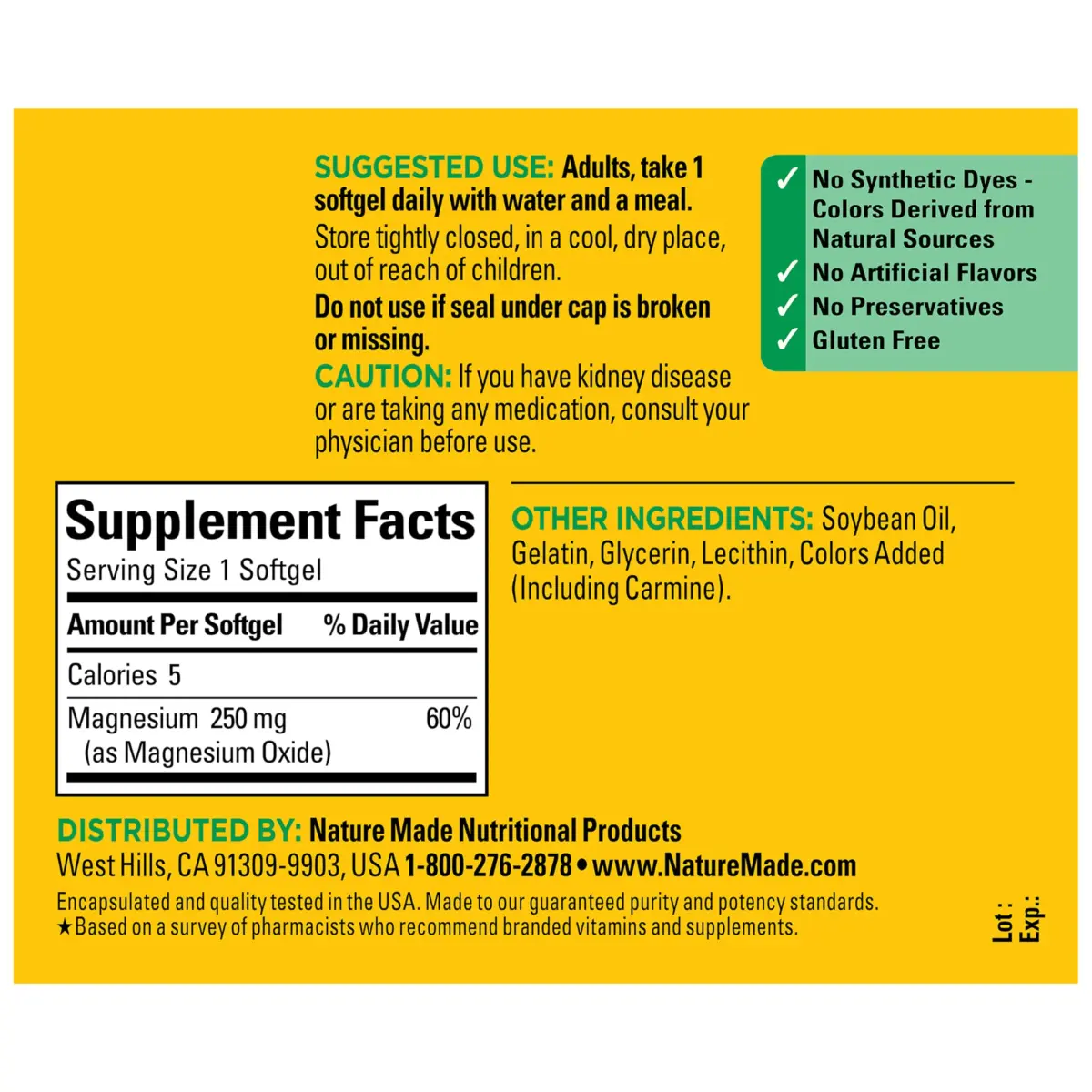 Nature Made Magnesium 250 mg Softgels, 90 Count (Pack of 1) | Supports Muscle Relaxation & Nerve Health - view 7