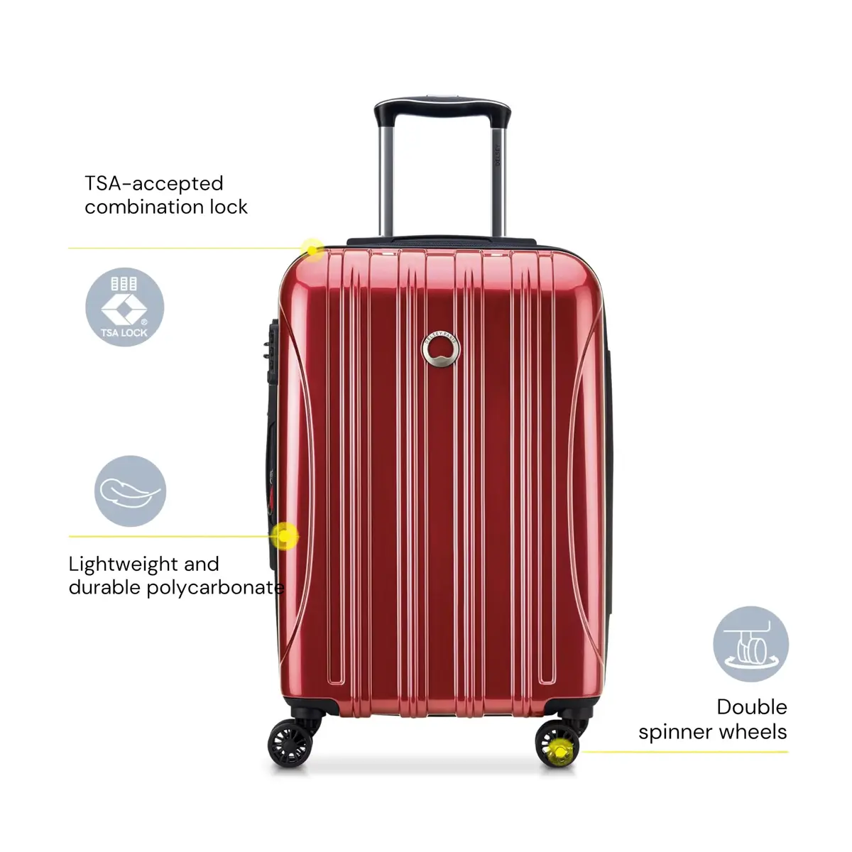 DELSEY PARIS Helium Aero 21 Inch Carry-On Luggage Brick Red | Lightweight Hard Shell with TSA Lock - view 2
