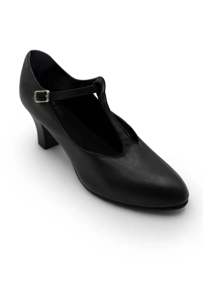 Capezio Jr. Footlight T-Strap Black Dance Shoe - 4 M US | Non-slip heel, moisture-wicking lining, comfortable foam footbed - main product image