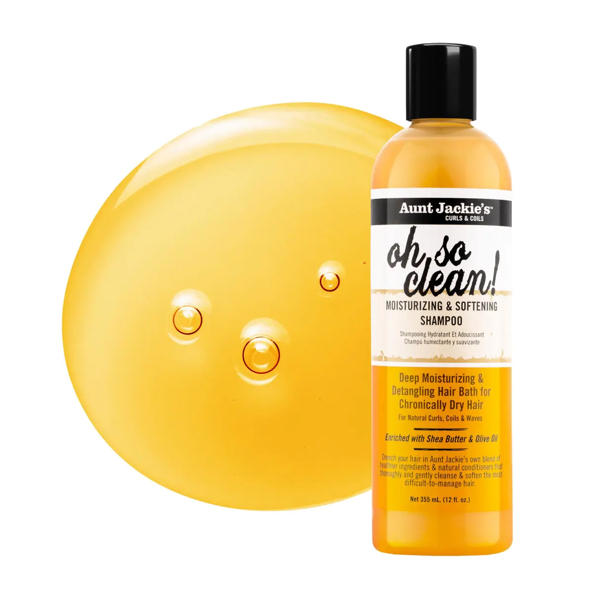 Aunt Jackie's Curls & Coils Oh So Clean Deep Moisturizing Shampoo 355ml | Enriched Shea Butter & Coconut Oil for Natural Curls - view 4