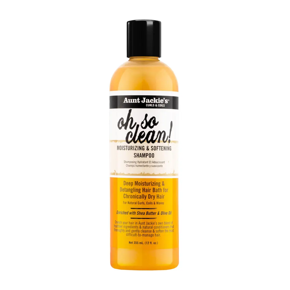 Aunt Jackie's Curls & Coils Oh So Clean Deep Moisturizing Shampoo 355ml | Enriched Shea Butter & Coconut Oil for Natural Curls - main product image