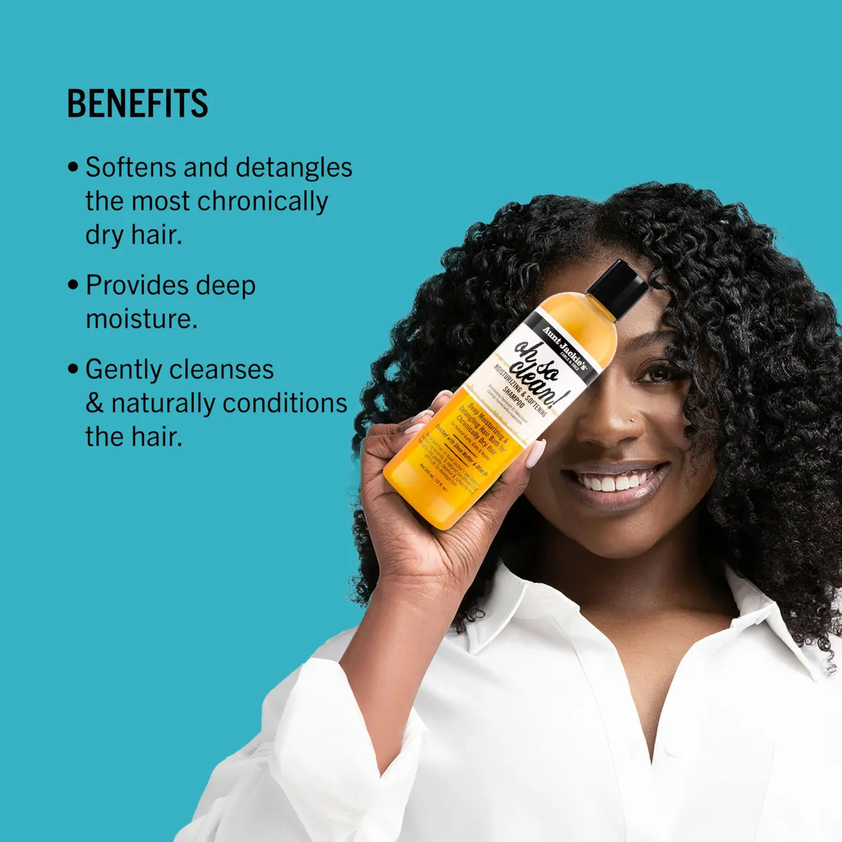 Aunt Jackie's Curls & Coils Oh So Clean Deep Moisturizing Shampoo 355ml | Enriched Shea Butter & Coconut Oil for Natural Curls - view 3