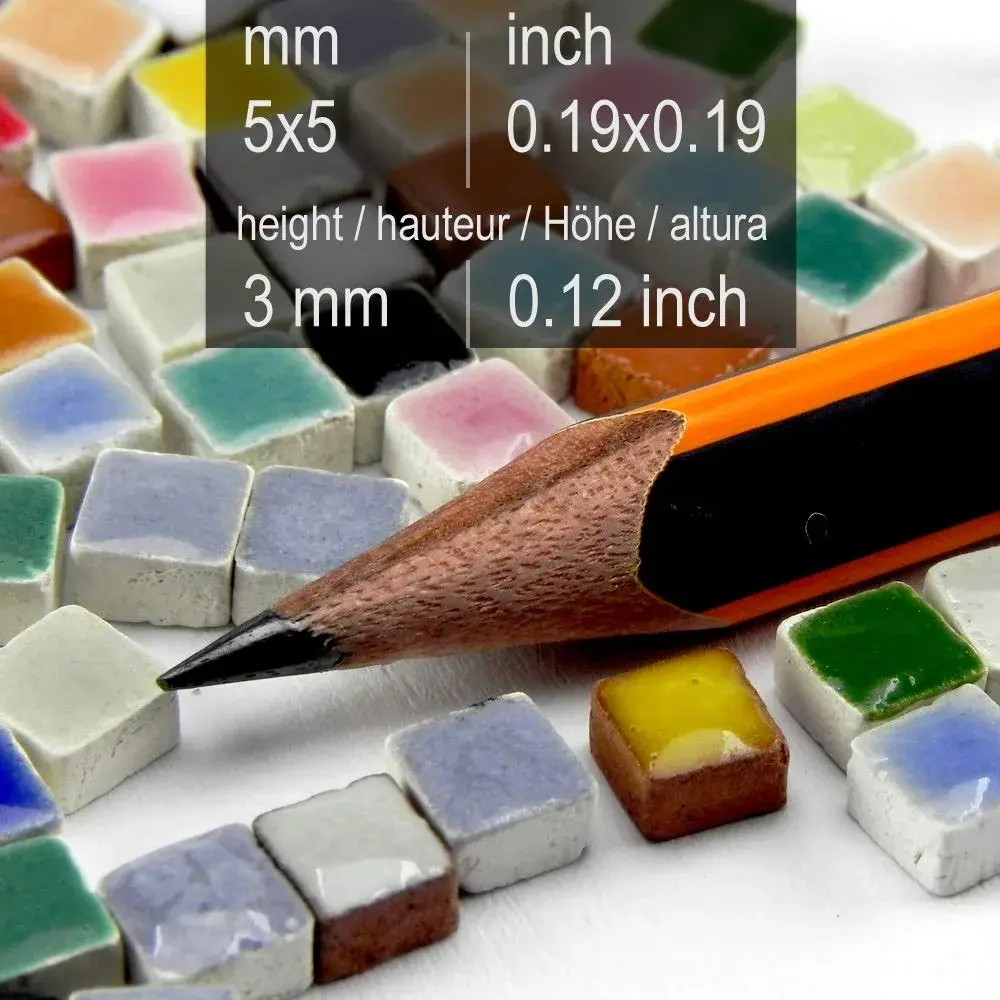 ALEA Mosaic Micro Ceramic Tiles 5x5mm (3/16 inch) 1000 Pieces | Handcrafted Red Mosaic Craft Tiles - view 2