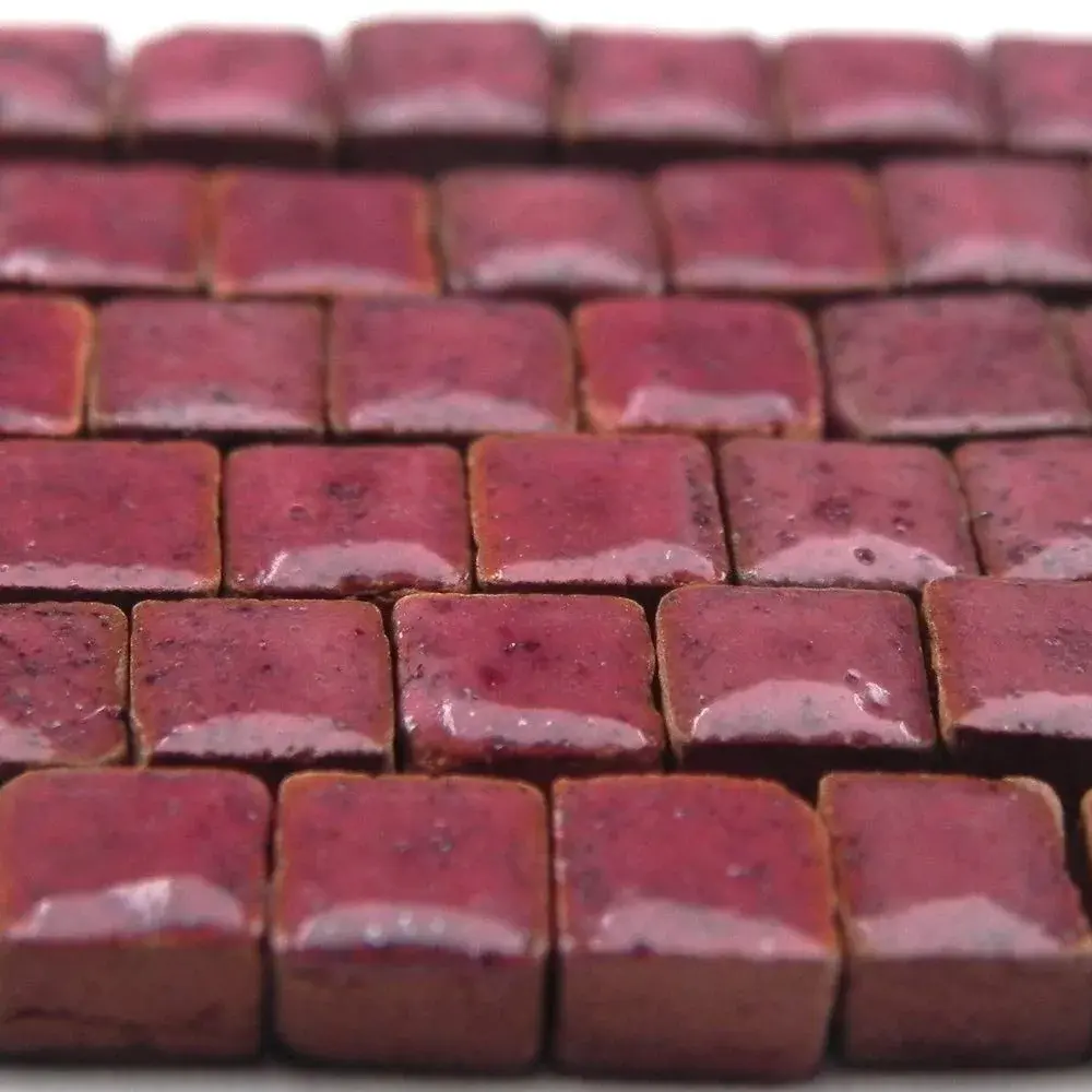 ALEA Mosaic Tiny Square Zellige Tiles 5mm (3/16 inch) Wine Red | Hand-Fired Ceramic Craft Tiles - main product image