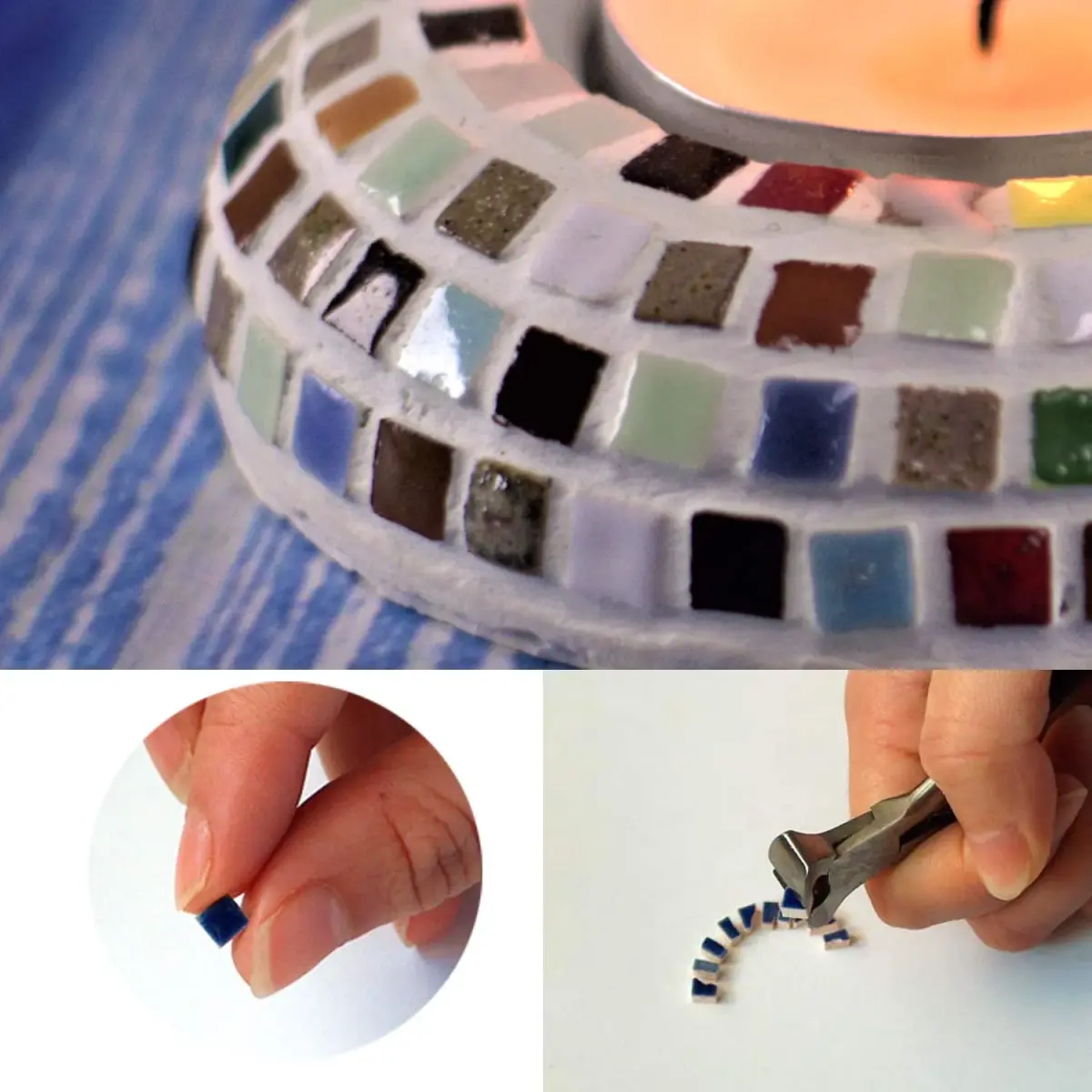 ALEA Mosaic Micro Mosaic Tiles 5x5mm (3/16 inch) 1000 pcs Purple Red | Glazed Ceramic Craft Tiles - view 3
