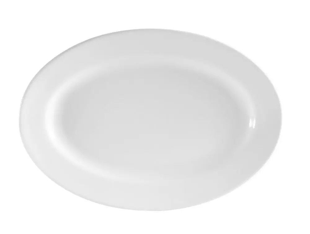 CAC China RCN-13 Clinton Rolled Edge 11-3/4-Inch Super White Porcelain Oval Platter | Durable, Microwave & Dishwasher Safe - main product image