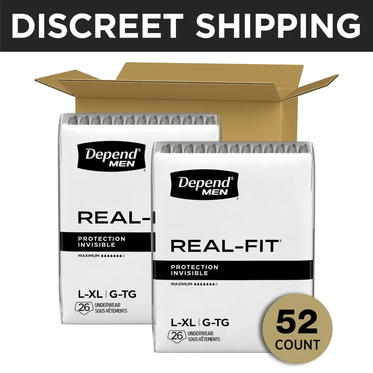 Depend Real Fit Incontinence Underwear for Men, Large/XL (52 Count) | Maximum Absorbency, Invisible Protection - view 2
