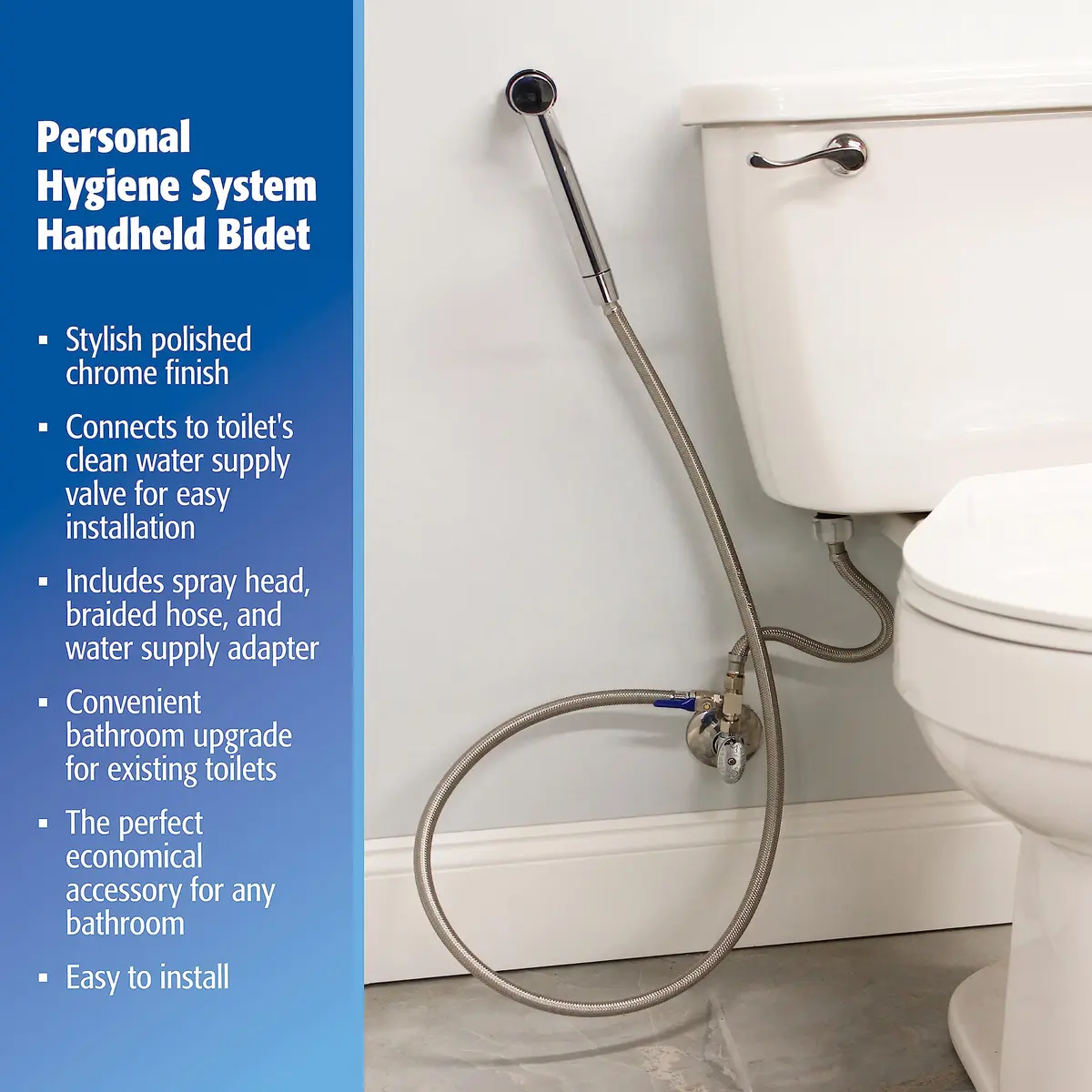 Plumb Pak PP838-1 Personal Hygiene System Handheld Bidet | Easy Toilet Attachment, Chrome Finish - view 6