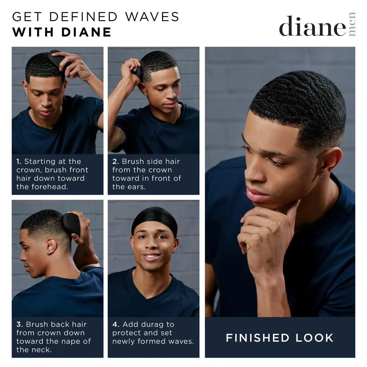 Diane Boar Bristle Military Hair Brush for Men & Women | Detangling & Shine (100% Boar Bristles, 1 Count) - view 4