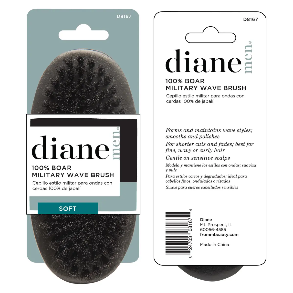 Diane Boar Bristle Military Hair Brush for Men & Women | Detangling & Shine (100% Boar Bristles, 1 Count) - view 6