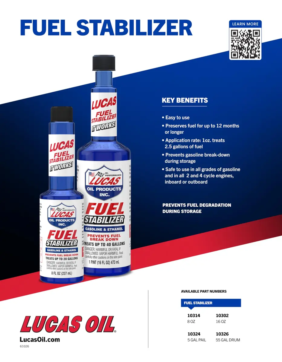 Lucas Oil Fuel Stabilizer 15 oz. (443ml) | Prevents Fuel Degradation & Cleans System - view 2
