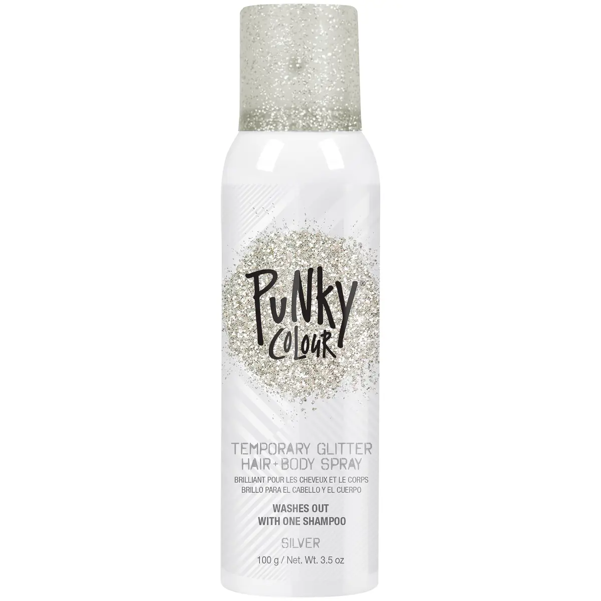 Jerome Russell Punky Silver Glitter Spray 3.5 oz | Sparkly Hair & Body Color for Kids & Adults - main product image
