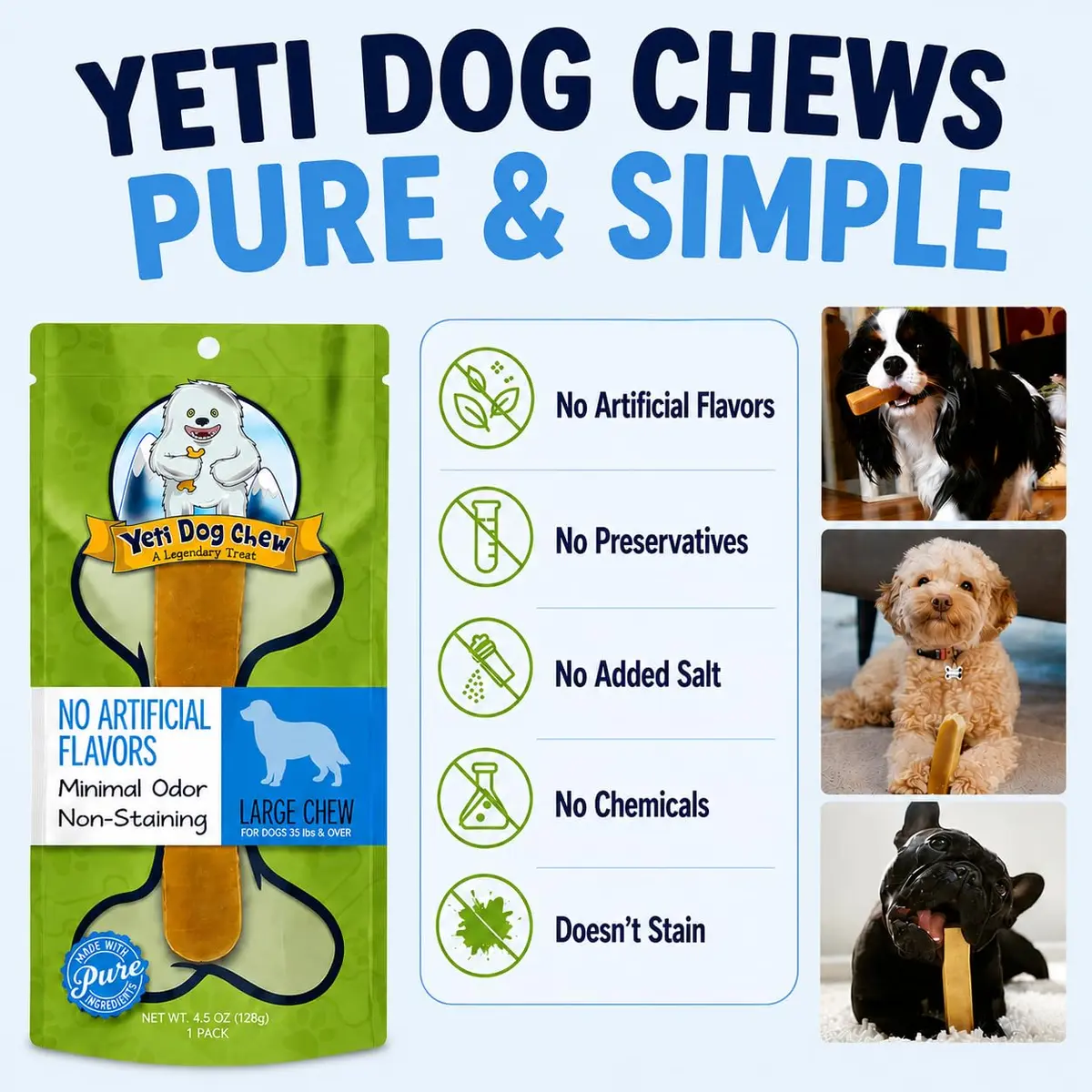 Yeti Himalayan Yak Cheese Dog Chew | Long-Lasting Medium 2.5 oz | Natural, Odor-Free - view 4