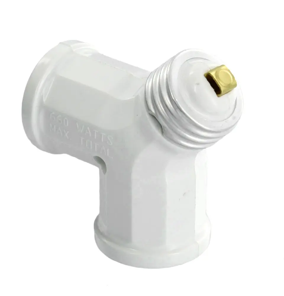 Leviton White Twin Light-Socket Adapter - 660W, 250V, Medium Base | Expands Single Socket to Two - main product image