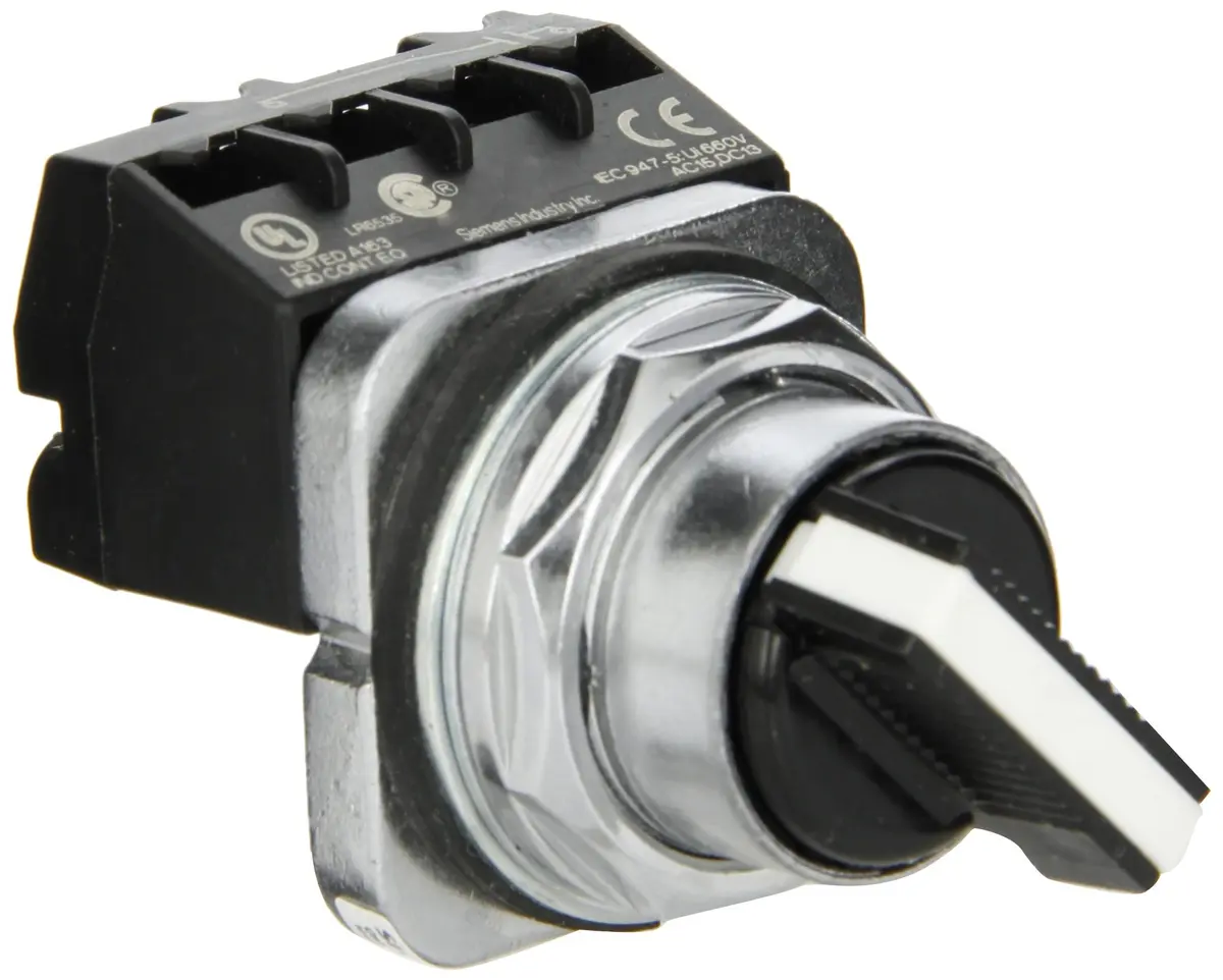 SIEMENS Heavy Duty Selector Switch Unit, Water & Oil Tight, 2 Positions, Short Lever, Maintained Operation, 1NO Contact Blocks | Industrial Control - main product image