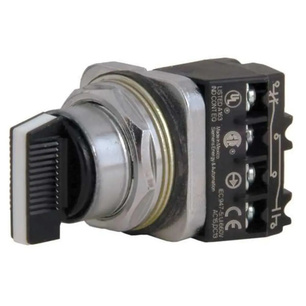 SIEMENS Heavy Duty Selector Switch Unit, Water & Oil Tight, 3 Positions, Short Lever, Maintained Operation, Black - main product image