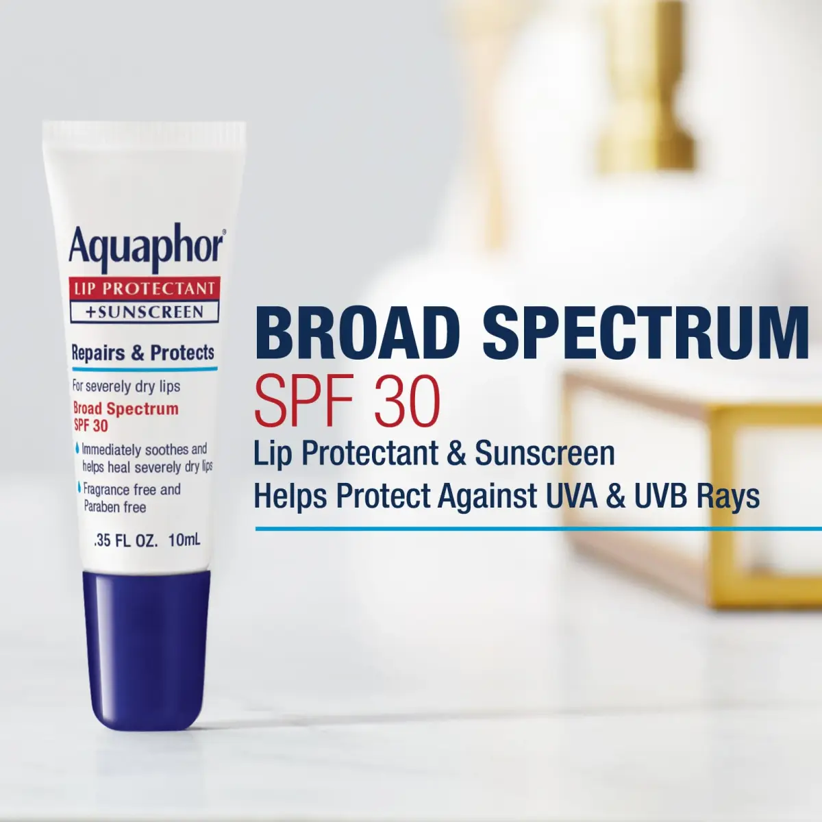 Aquaphor Lip Repair Lip Balm with Sunscreen SPF 30, 10ml (0.35 Fl Oz) | Dermatologist Recommended for Dry, Chapped Lips - view 3